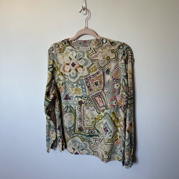 Vintage Top Floral Paisley Design Hippie Boho Festival Multicoloured Long Sleeve - Picture 13 of 14